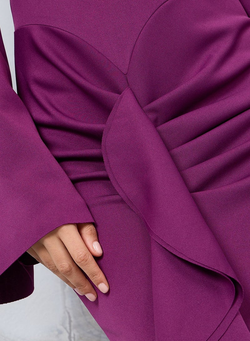 Styli Ruffle Panel Bell Sleeve Bodycon Maxi Dress - Image 3